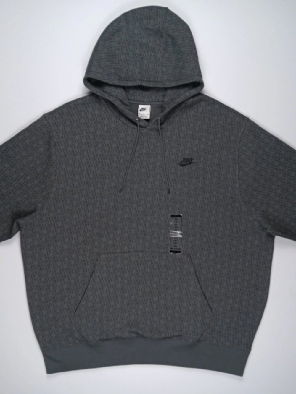Nike Club Fleece Monogram Hoodie Men's XXL HV4615-068 Gray Pullover NWT